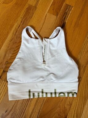 Lululemon White Sports Bra with Front Zip